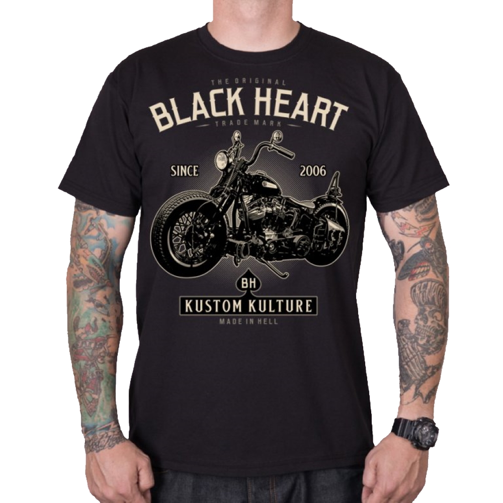 Póló BLACK HEART Motorcycle  fekete  M Black heart