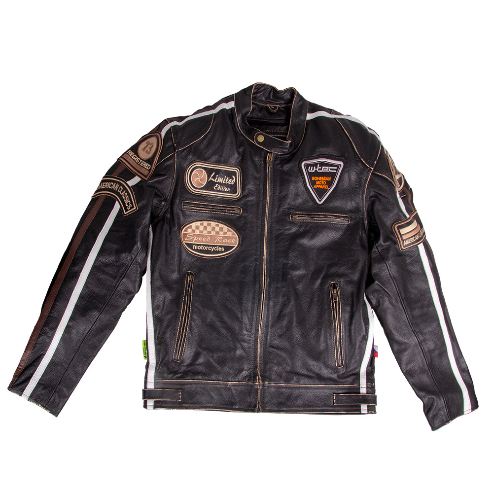 Bőr motoros kabát W-TEC Brushed Cracker  vintage fekete  S W-tec