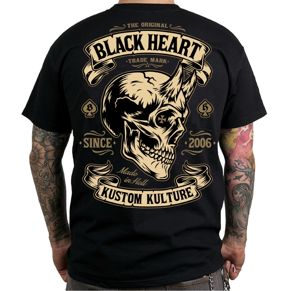 Póló BLACK HEART Devil Skull  fekete  L Black heart