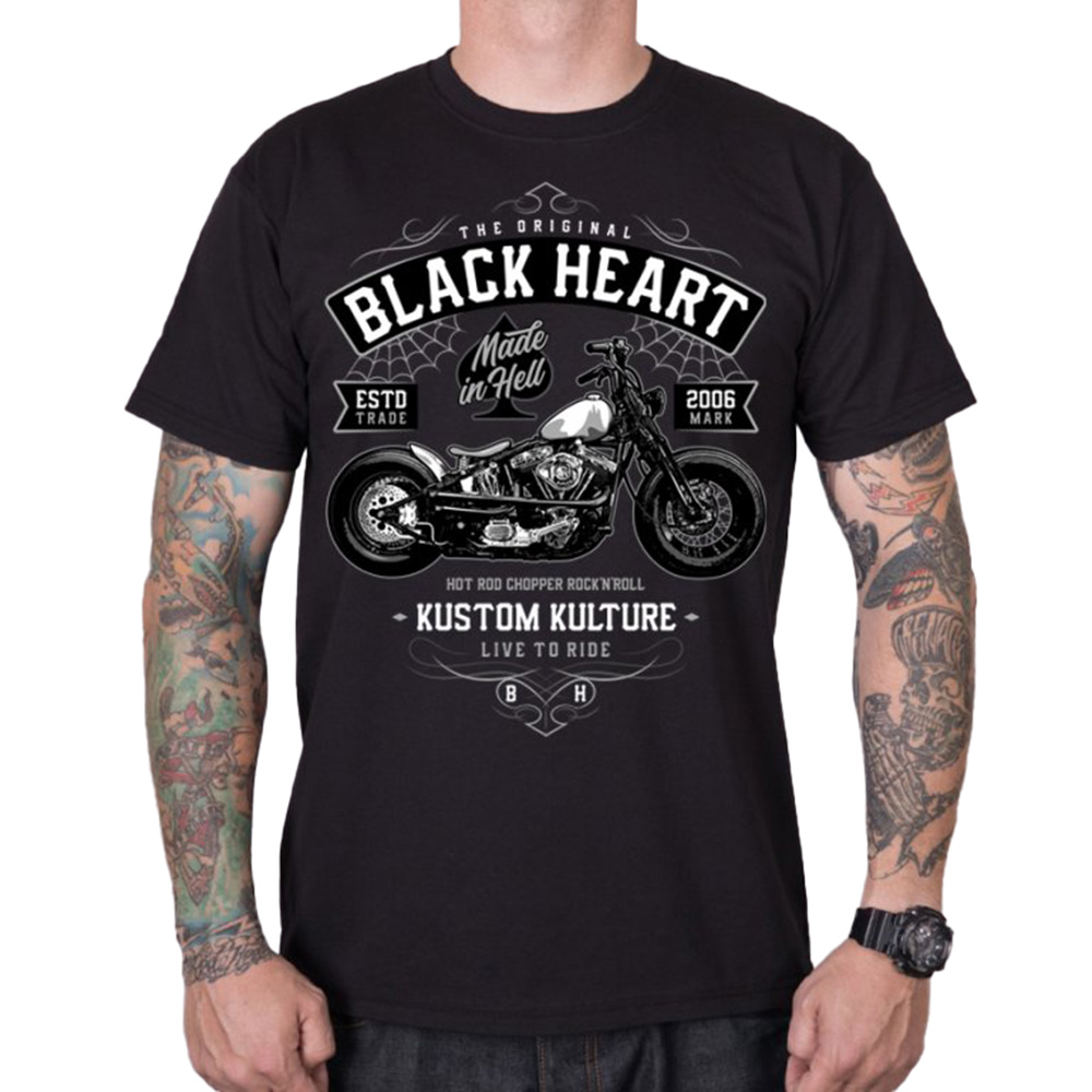 Póló BLACK HEART Moto Kult  fekete  M Black heart