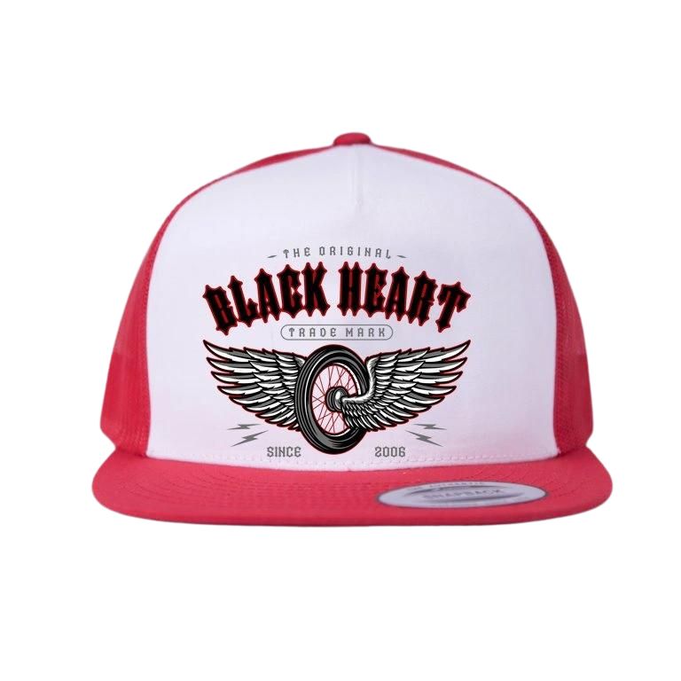 Snapback sapka BLACK HEART Wings Red Trucker Black heart