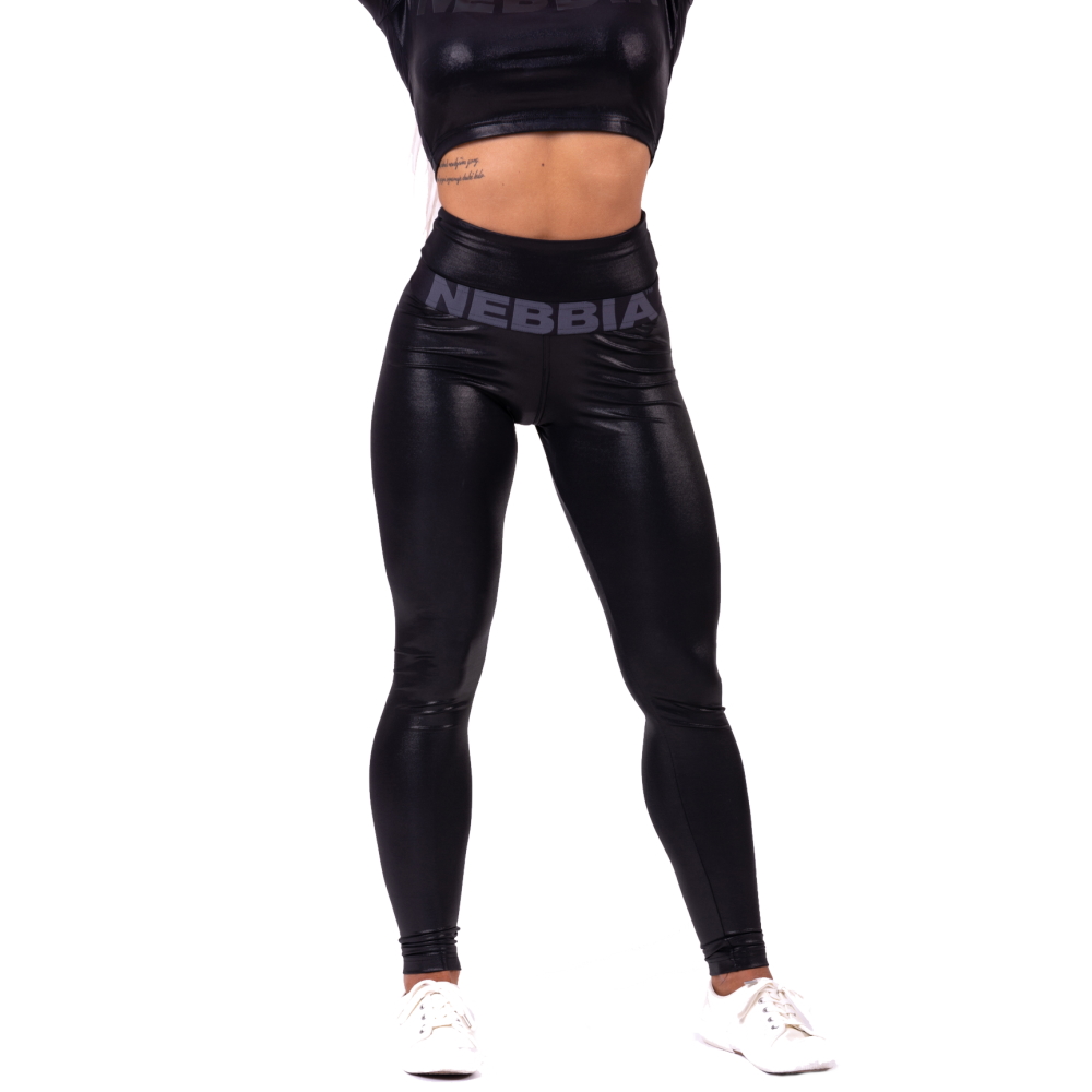 Fényes női leggings Nebbia High waist "Sandra D" 656  fekete  L Nebbia